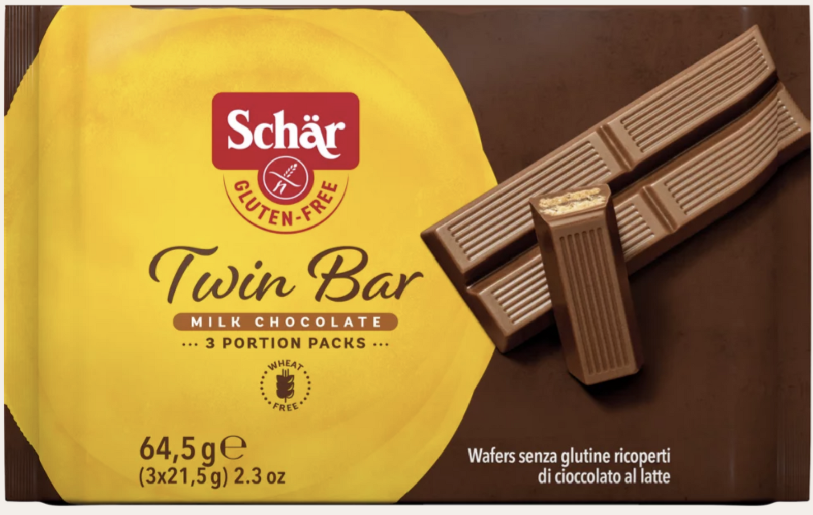 Schar Twin Bar Chocolate Coated Wafers 64.5g