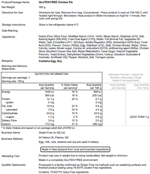 Chicken Pie (Dairy Free) - Frozen