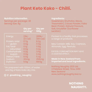 Nothing Naughty Plant Based Keto Koko Hot Choc Mix Chilli