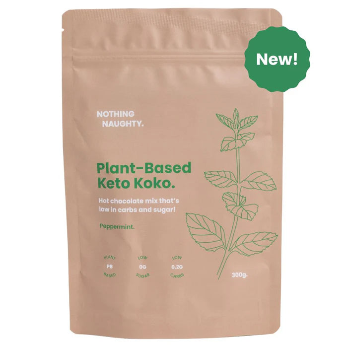 Nothing Naughty Plant Based Keto Koko Hot Choc Mix Peppermint 300gr