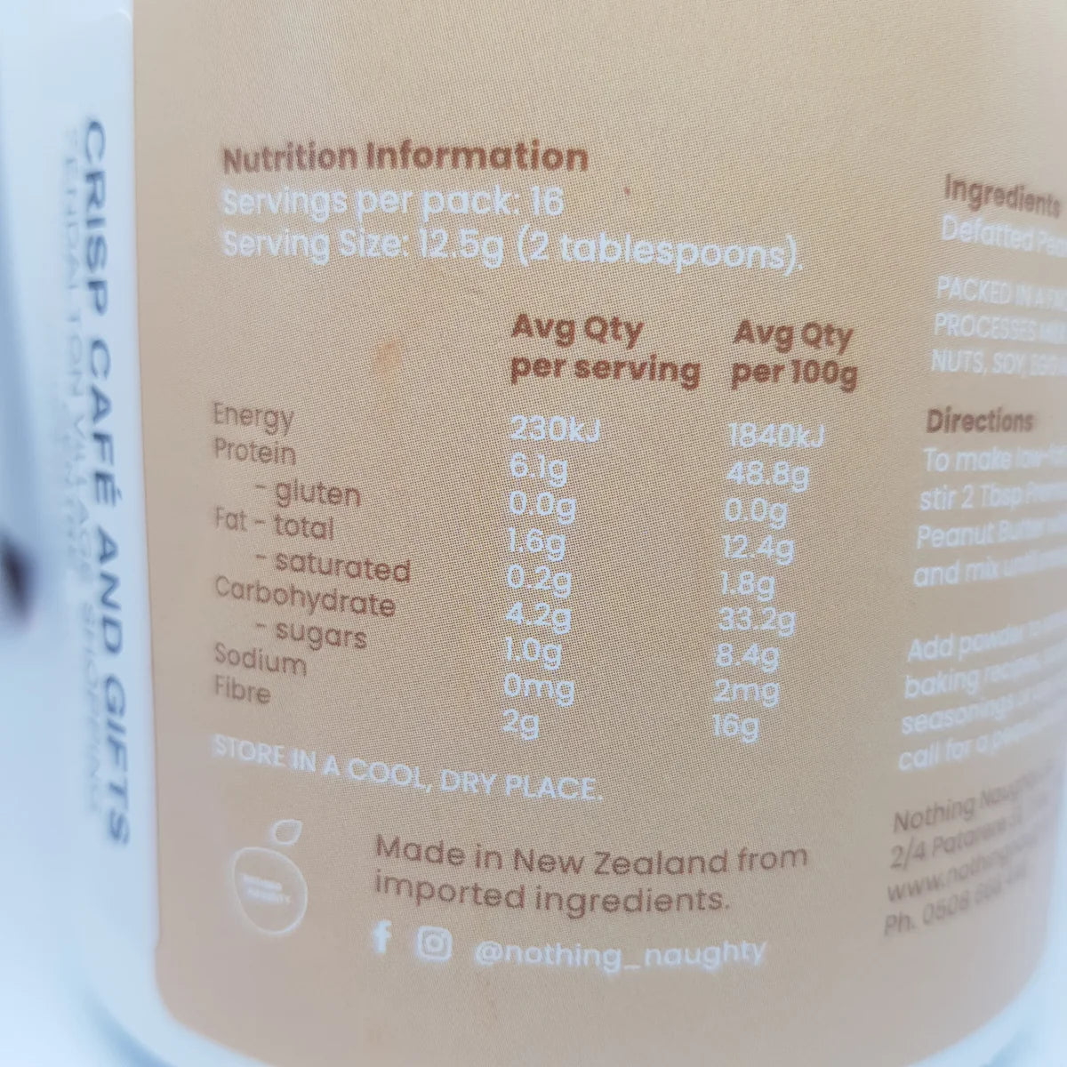 Nothing Naughty Premium Powdered Peanut Butter 200gr