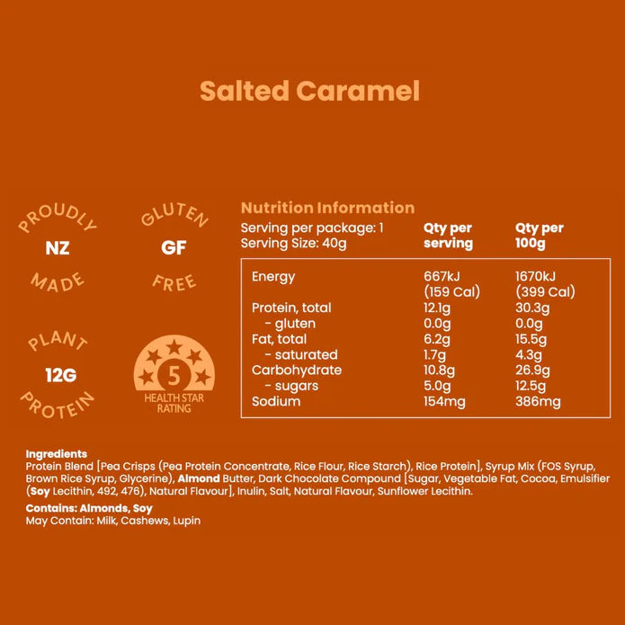 Nothing Naughty Salted Caramel Plant Protein Bar 40gr