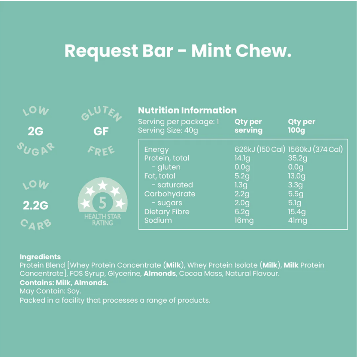 Nothing Naughty Request Low Carb Protein Bar Mint