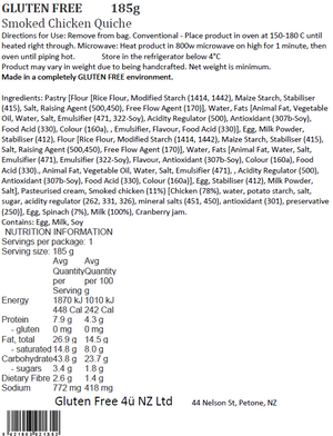Smoked Chicken, Spinach and Cranberry Quiche - Frozen
