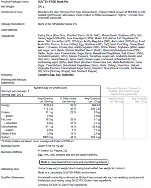 Steak Pie (Dairy Free) - Frozen