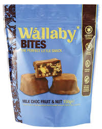Wallaby Bites Milk Choc Fruit Nut 150gr