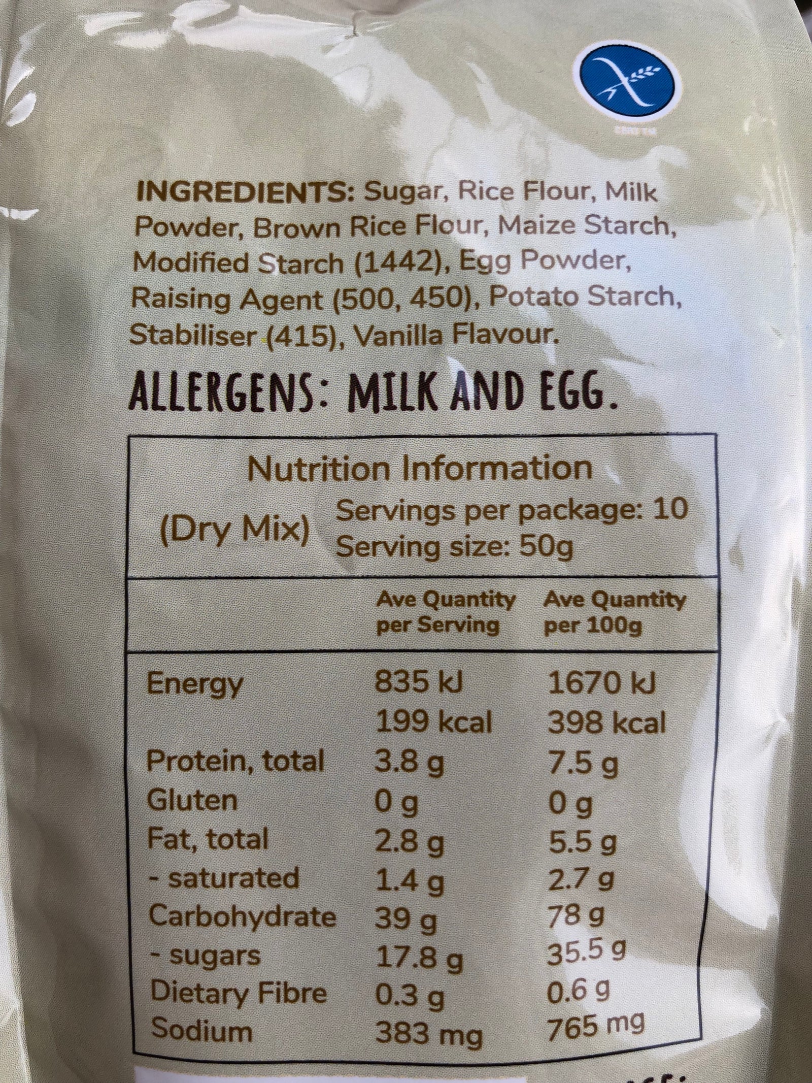 Bakels Gluten Free Banana Bread Mix 500g