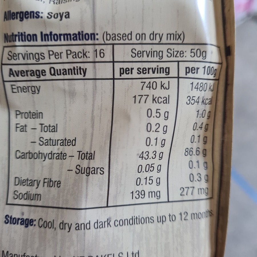 Bakels Gluten Free Bread Mix 700g