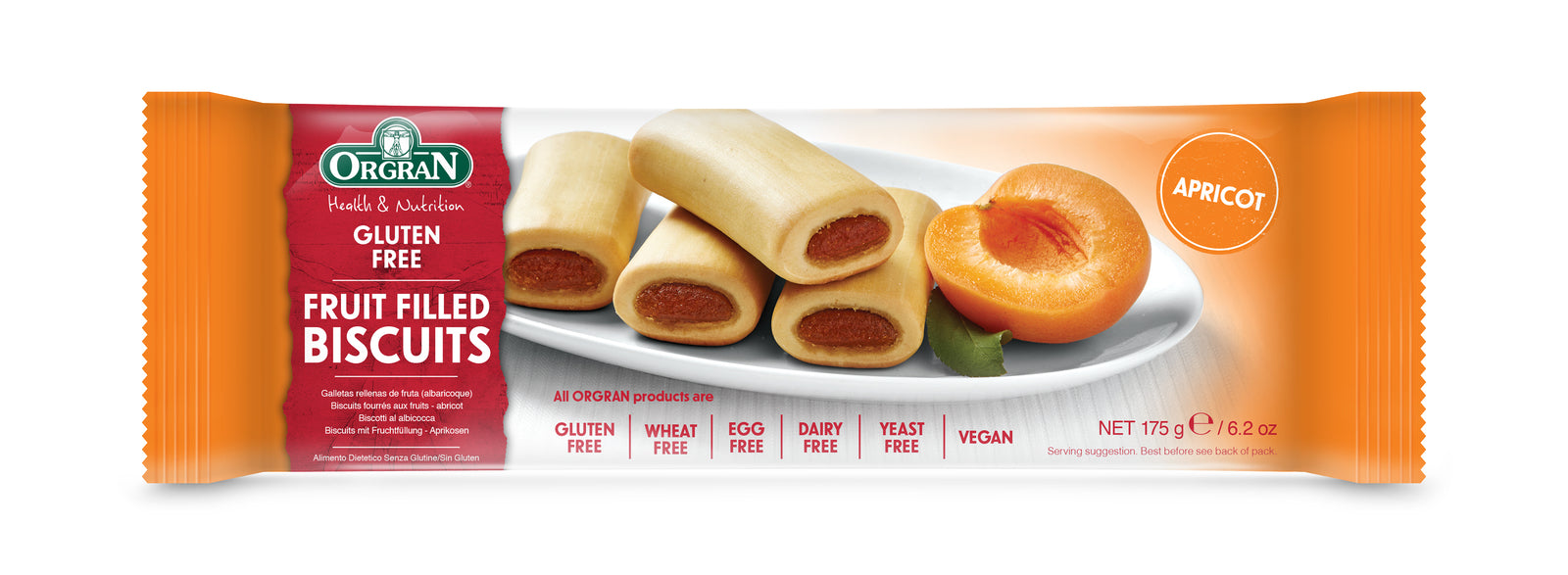 Orgran Apricot Fruit Filled Biscuits 175g
