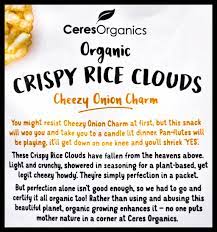 Ceres Organic Crispy Rice Clouds Cheesy Onion 50g - Gluten Free 4 U