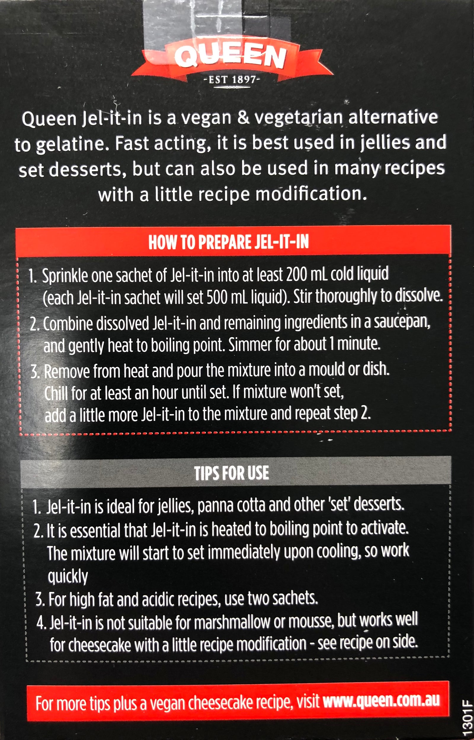 Queen Jel-It-in Vegetarian Gelling Powder 64g