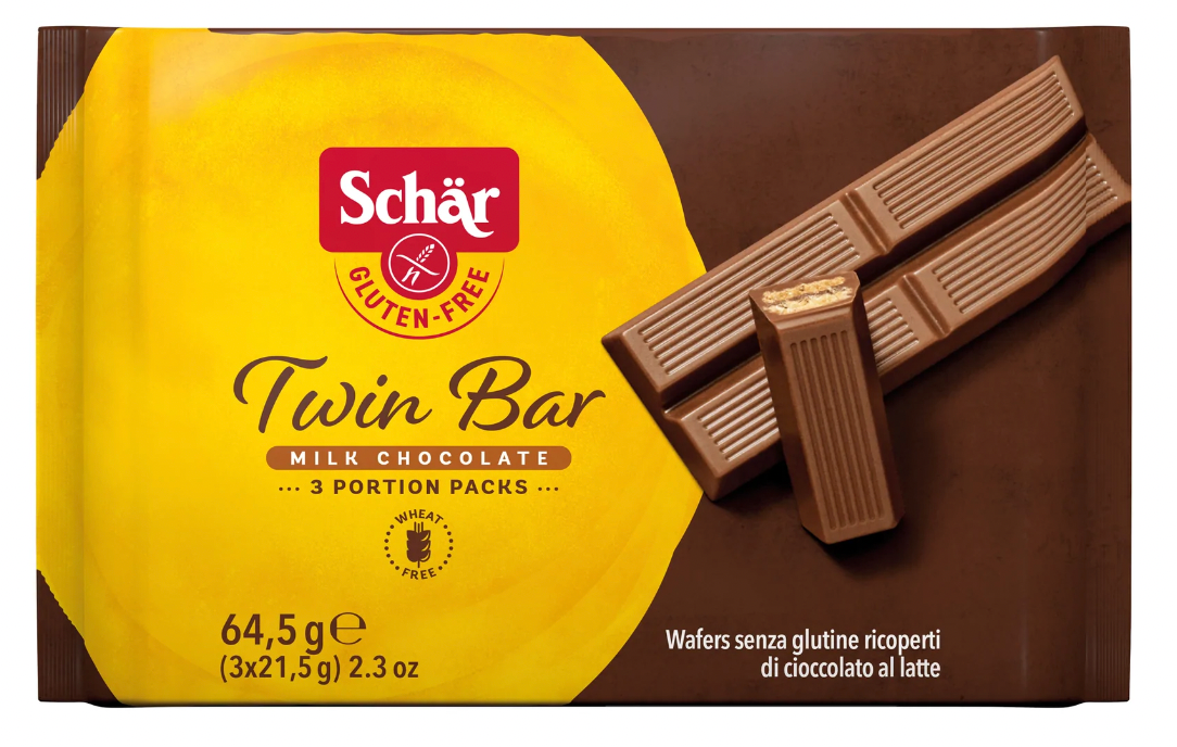 Schar Twin Bar Chocolate Coated Wafers 64.5g BB 12/05/24
