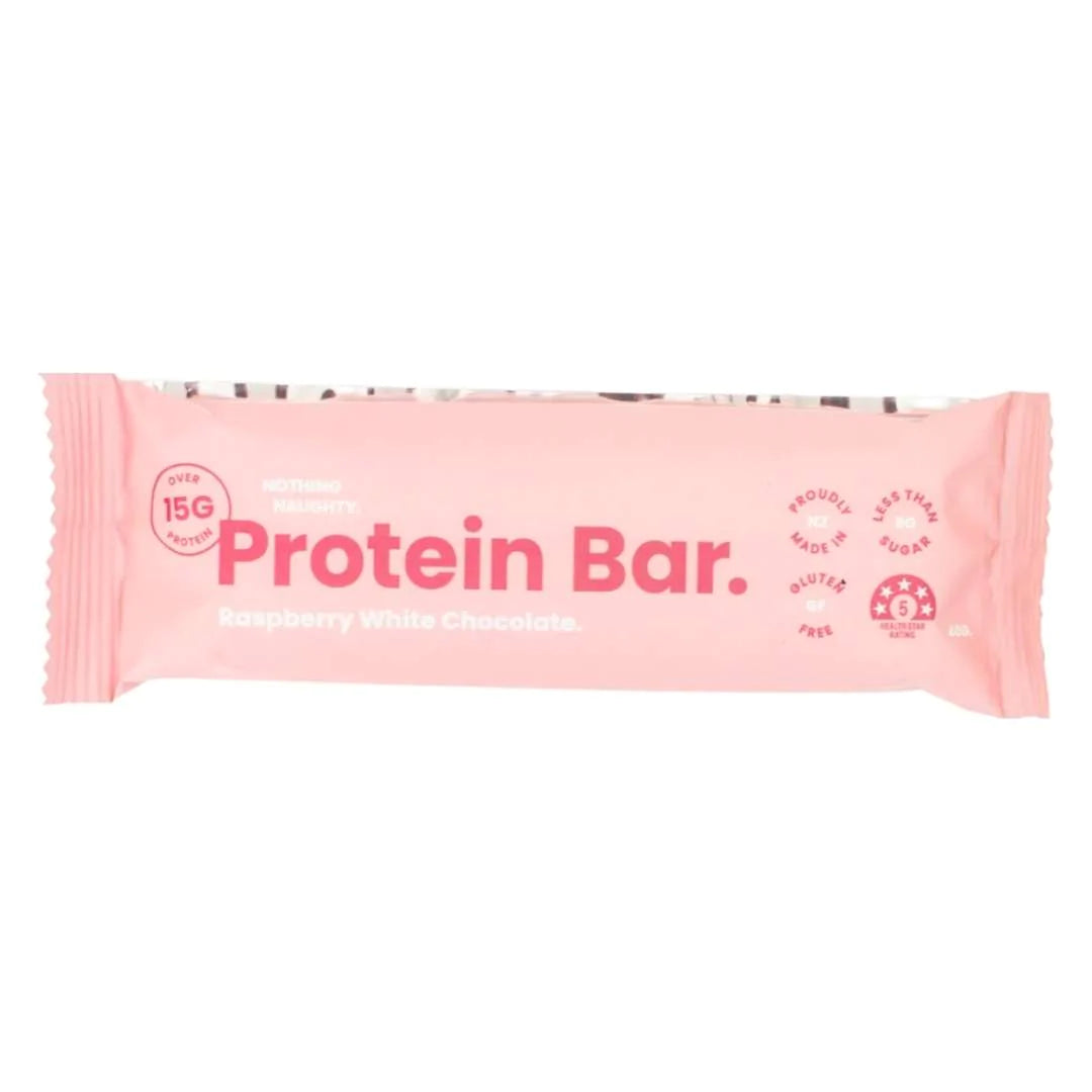 Nothing Naughty Protein Bar Rasp White Choc 40gr